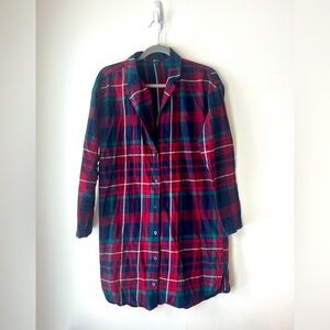 Women’s long  sleeve button up flannel night dress nightgown small